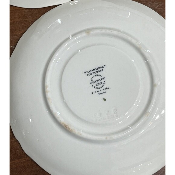 Set Of 6 Wedgwood Williamsburg Potpourri Saucers For Footed Cups 5-3/4" *FLAWED - Picture 11 of 15